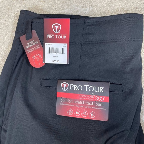 Pro Tour Other - NWT Pro Tour 36x32 Motionplay 360 Comfort Stretch Tech Golf Pants Caviar Black